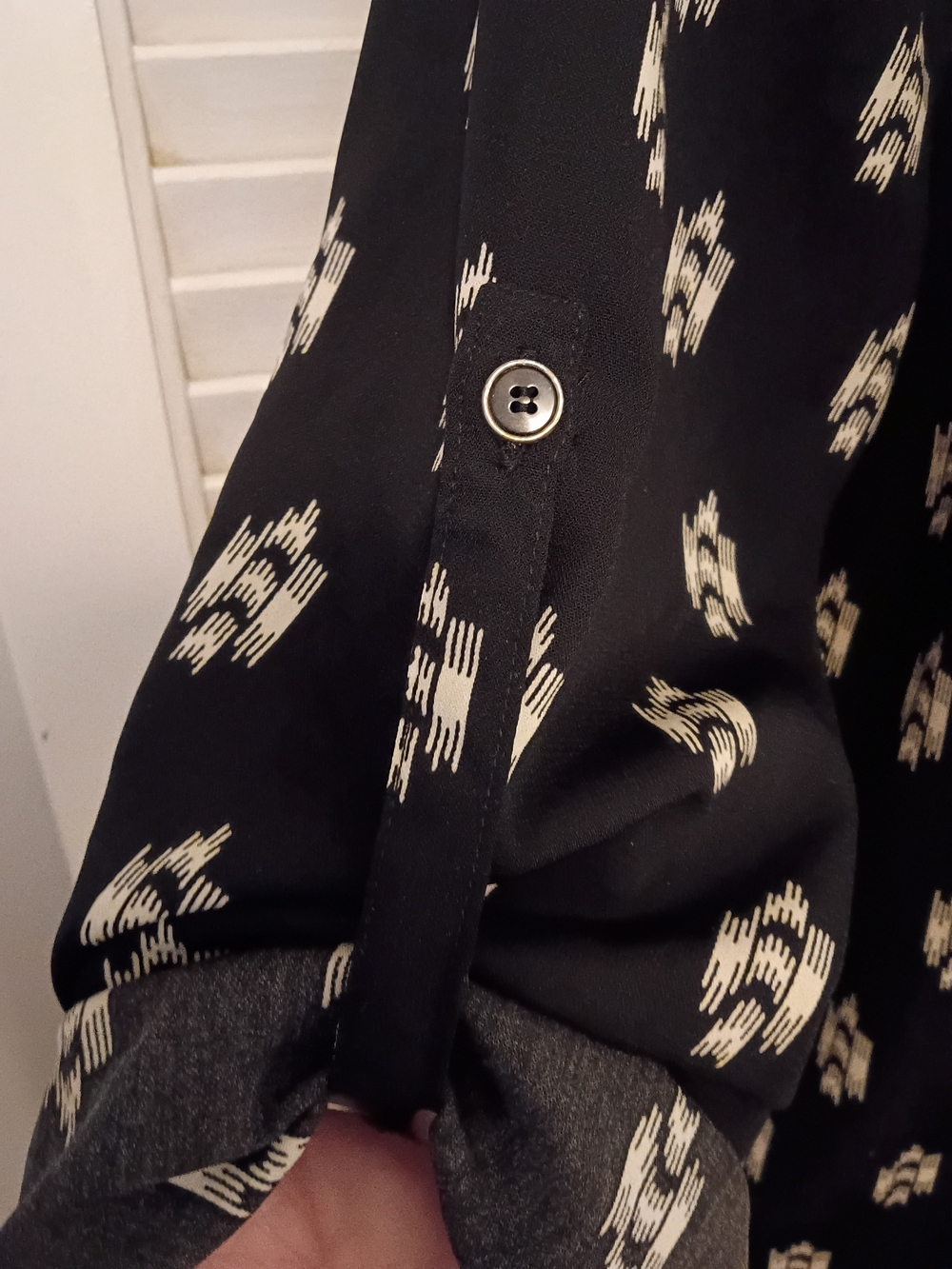 41 Hawthorn Black Midi Shirt Dress with Cream Print - Picture 4 of 8